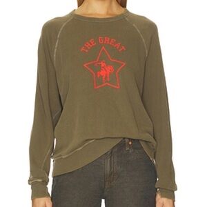 THE GREAT College Sweatshirt Rodeo Star Dark Army Small